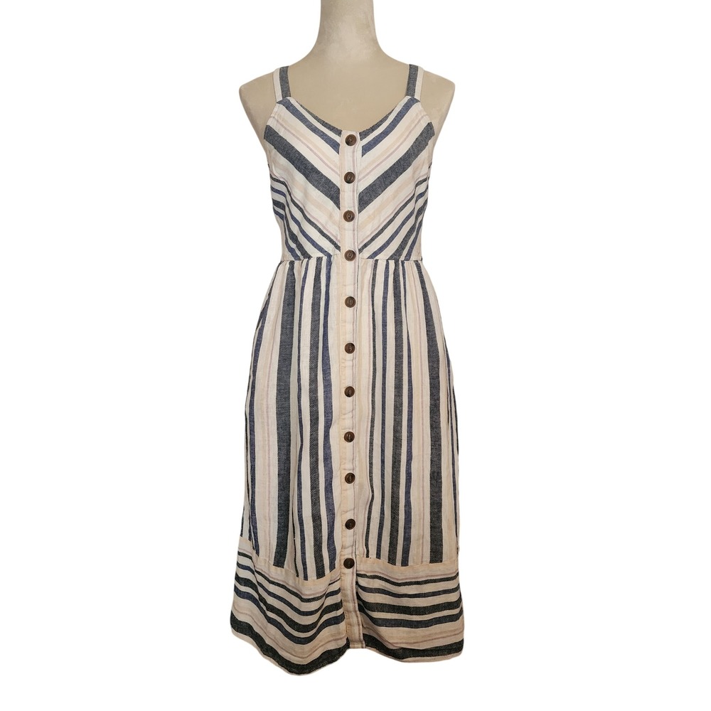 Universal Thread Striped Button Down Midi Dress S… - image 1